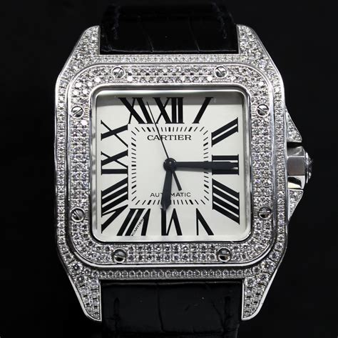 cartier santos 100 black ceramic|cartier santos 100 diamond price.